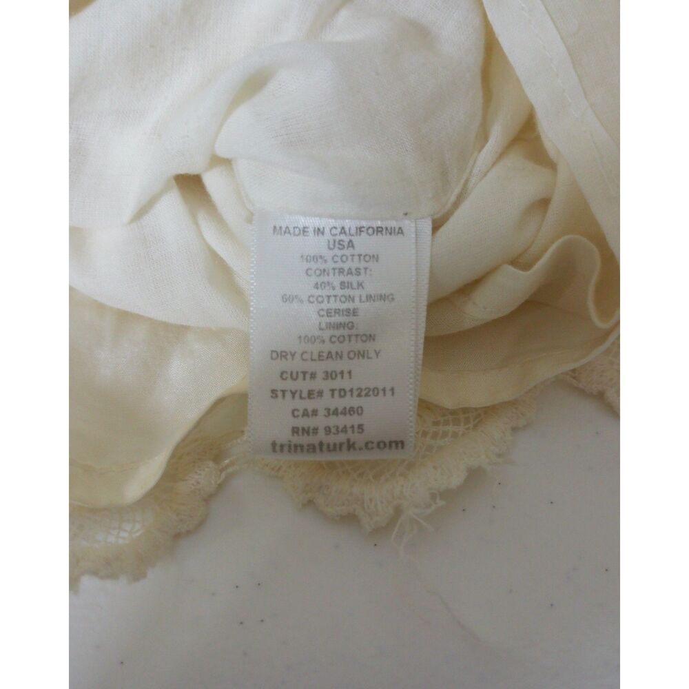Trina Turk Ivory Eyelet Lace Sheath Dress Belted Cotton Silk 4 Homecoming - Picture 8 of 8